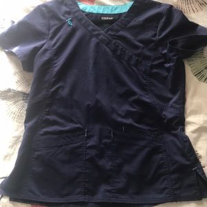 Three Pocket Navy Blue Scrub Top